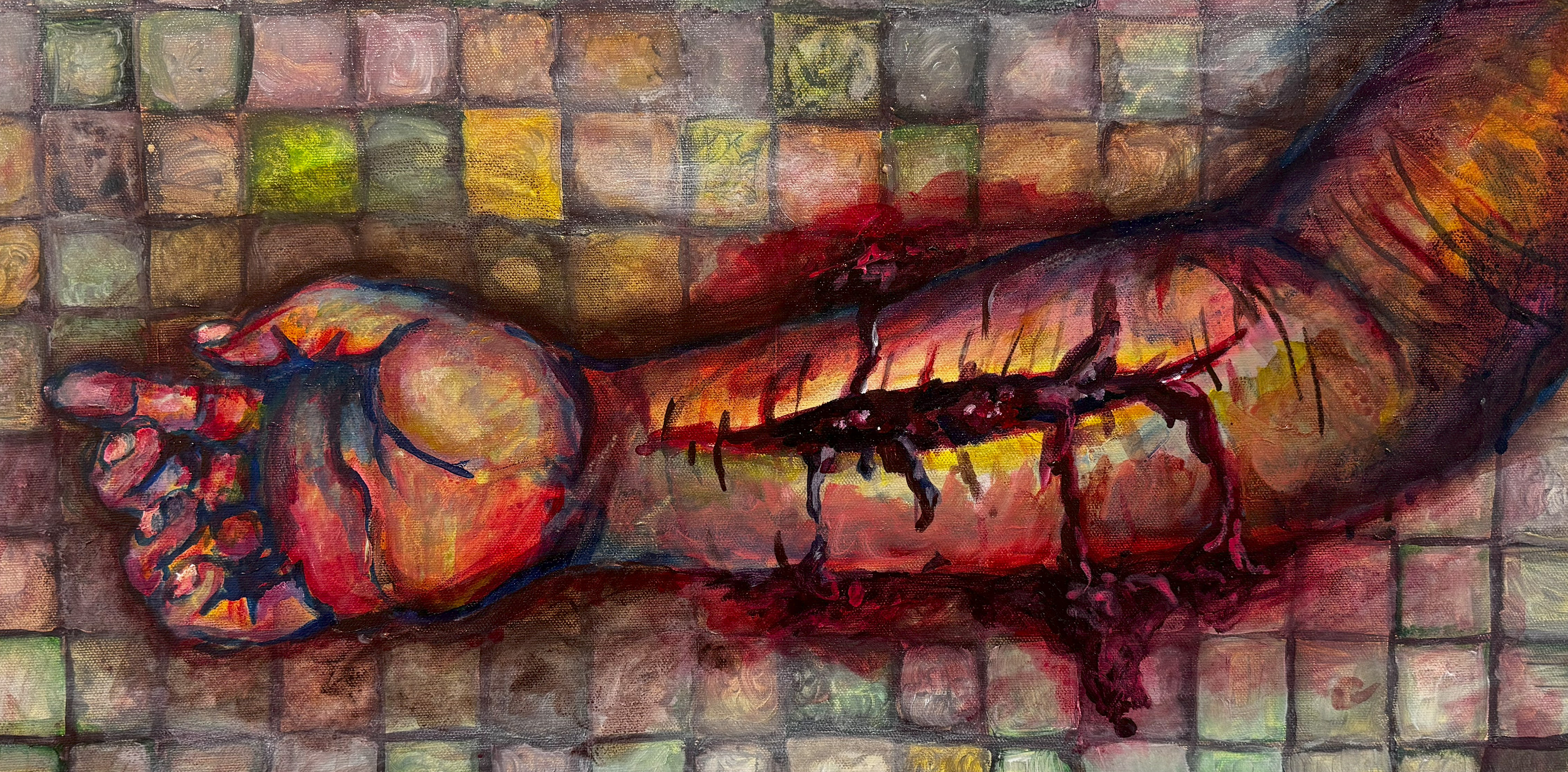 painting of a arm sliced open
